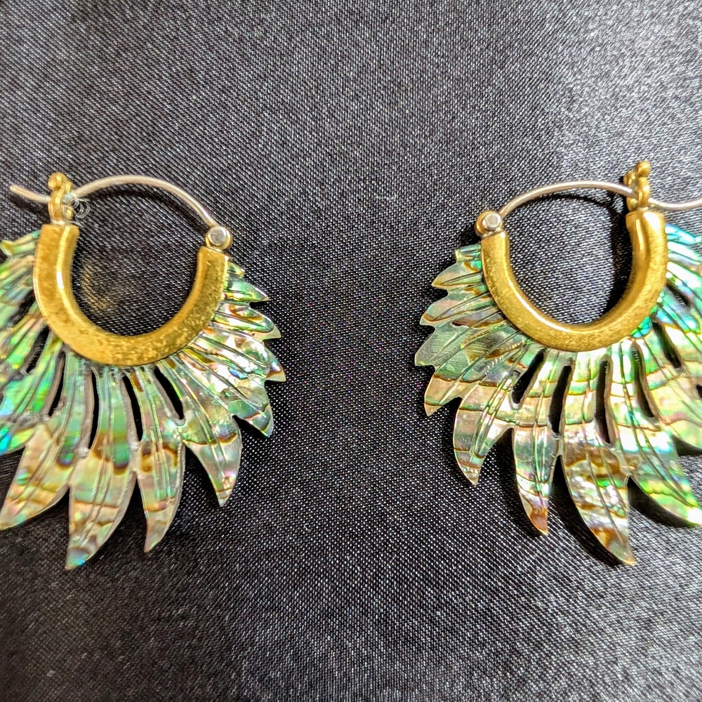 Elegant Gold and Green Hoop Earrings